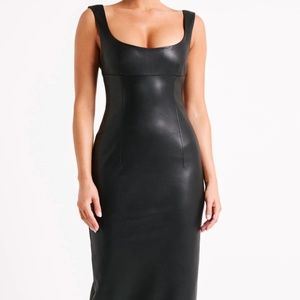 Meshki Cynthia Faux Leather MIDI Dress, Size S